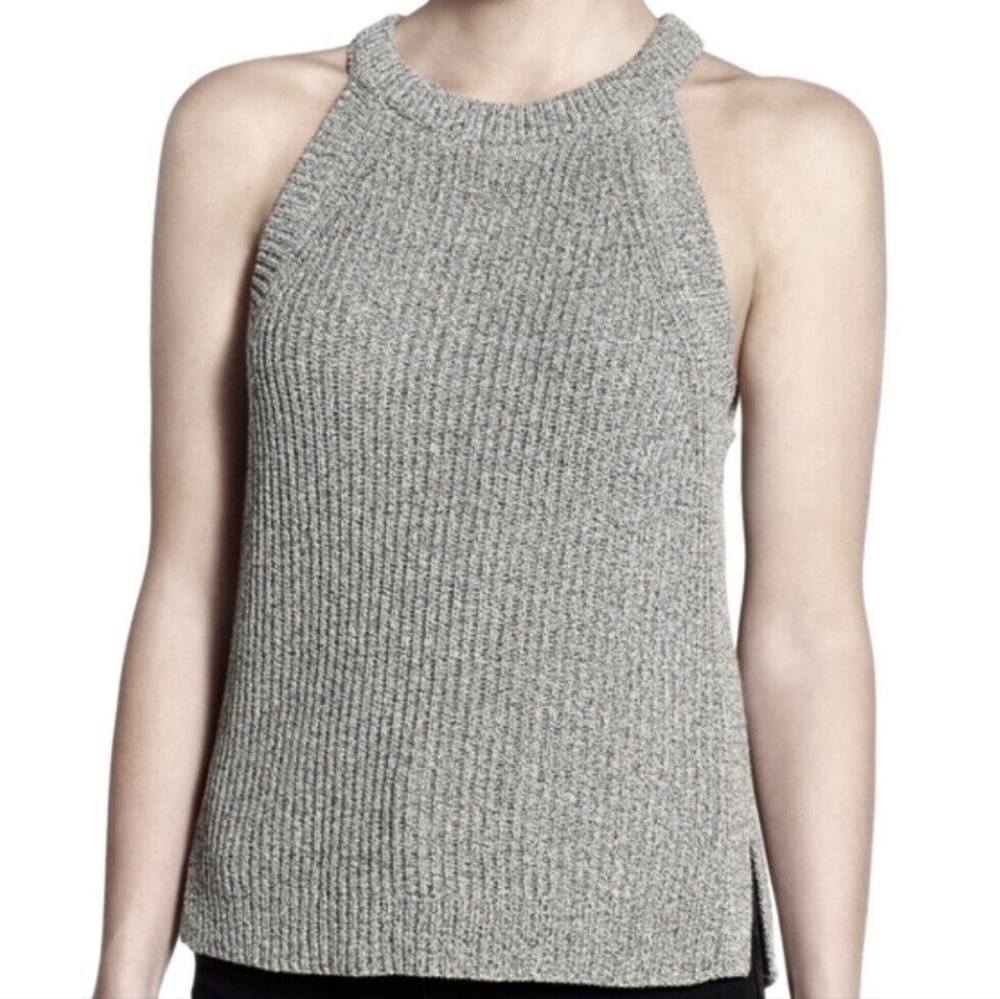 Madewell Size XXS Grey Knit Sweater Mock Halter Top Cotton Blend